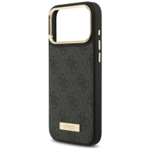 „Guess 4G Logo Plate MagSafe“ dėklas, skirtas „iPhone 17 Pro Max“ – juodas