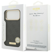 „Guess 4G Logo Plate MagSafe“ dėklas, skirtas „iPhone 17 Pro Max“ – juodas