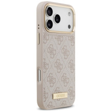 „Guess 4G Logo Plate MagSafe“ dėklas, skirtas „iPhone 17 Pro Max“ – rožinis