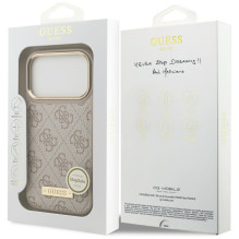 „Guess 4G Logo Plate MagSafe“ dėklas, skirtas „iPhone 17 Pro“ – rožinis