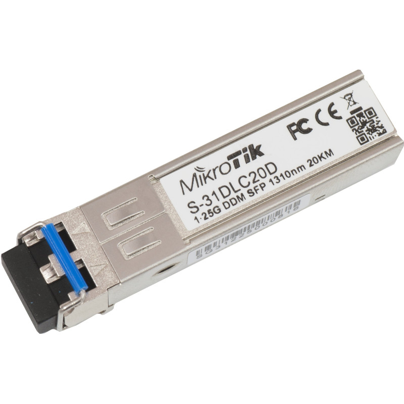 Optinis integruojamas keitiklis MikroTik S-31DLC20D (SFP, 1.25Gbps, SM, 20km, 1310nm)
