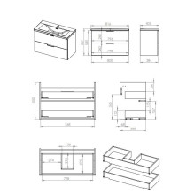 Bathroom cabinet with sink Elita Astra, grey, 40.5x80x53