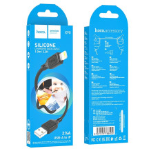 USB A tipo į Micro USB jungties laidas Hoco 2,4A, 1 m, X90, juodas
