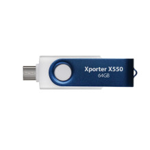 USB Atmintinė - Patriot Memory Xporter X550 64GB Dual USB A+C 80 MB / s Balta, Mėlyna