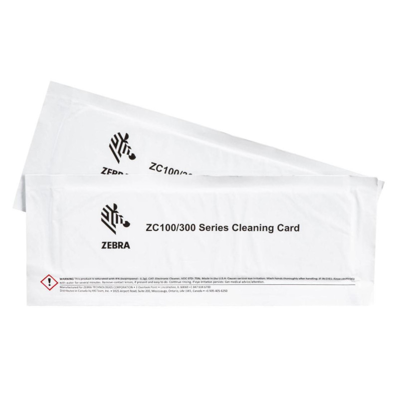 Zebra Cleaning Card Kit (Improved) ZC100 / 300 2 Cards 5704174562283