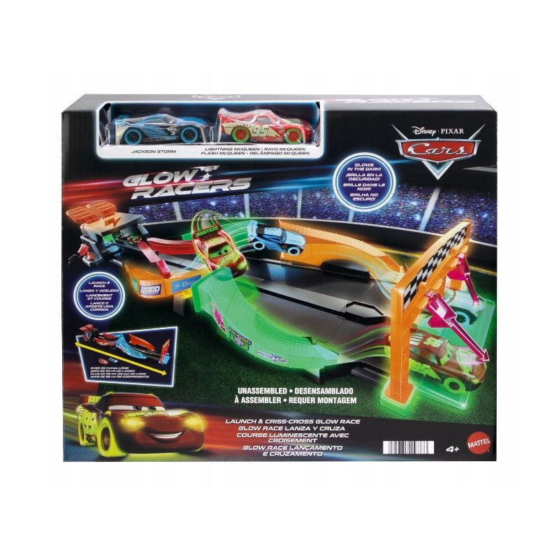 CARS set Night race track glowing in the dark