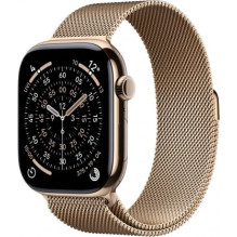 „Apple Watch Series 11 Cellular“ 42 mm auksinis titano spalvos laikrodis / auksinis Milano dirželis