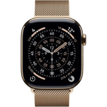 „Apple Watch Series 11 Cellular“ 42 mm auksinis titano spalvos laikrodis / auksinis Milano dirželis