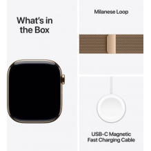 „Apple Watch Series 11 Cellular“ 42 mm auksinis titano spalvos laikrodis / auksinis Milano dirželis
