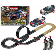 Lenktynių trasa - Carrera Super Rally Track 4.9 m su 2 valdikliais ir transporto priemonėmis Juoda Raudona Mėlyna