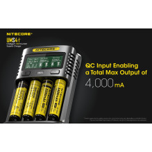 NITECORE 4 Bay 4A NiMH / NiCd, Li-ion, IMR, LiFePo4 Battery Charger UMS4