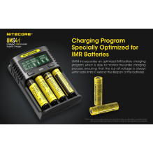 NITECORE 4 lizdų 4A NiMH / NiCd, Li-ion, IMR, LiFePo4 akumuliatorių įkroviklis UMS4