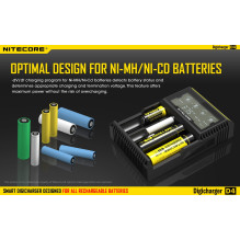 NITECORE 4 Bay 0.5A NiMH / NiCd, Li-ion, IMR, LiFePo4 Inteligent USB Battery Charger D4