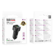 Automobilinis įkroviklis Borofone BZ34B 38W USB-C / USB-A juodas