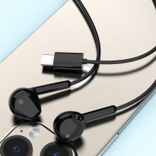 „Dudao Dudao X3C“ ausinės su laidiniu USB-C ryšiu, 1,2 m ilgio, juodos
