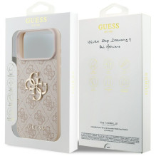 „Guess 4G“ didelio logotipo dėklas, skirtas „iPhone 17 Pro Max“ – rožinis