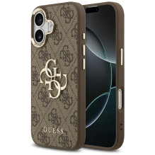 „Guess 4G Big 4G Classic“ logotipo dėklas, skirtas „iPhone 17“ – rudas ir auksinis
