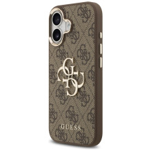 „Guess 4G Big 4G Classic“ logotipo dėklas, skirtas „iPhone 17“ – rudas ir auksinis