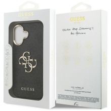 „Guess 4G Big 4G Classic“ logotipo dėklas, skirtas „iPhone 17“ – juodas ir auksinis