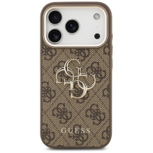 „Guess 4G Big 4G Classic“ logotipo dėklas, skirtas „iPhone 17 Pro“ – rudas ir auksinis