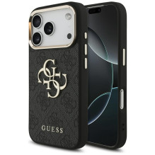 „Guess 4G Big 4G Classic“ logotipo dėklas, skirtas „iPhone 17 Pro“ – juodas ir auksinis