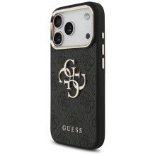 „Guess 4G Big 4G Classic“ logotipo dėklas, skirtas „iPhone 17 Pro“ – juodas ir auksinis