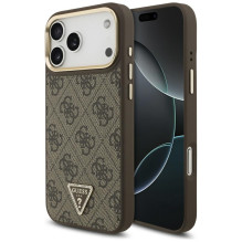 „Guess 4G Triangle Logo MagSafe“ dėklas, skirtas „iPhone 17 Pro Max“ – rudas ir auksinis