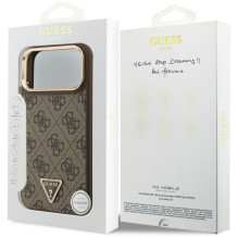 „Guess 4G Triangle Logo MagSafe“ dėklas, skirtas „iPhone 17 Pro Max“ – rudas ir auksinis