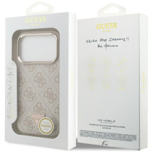 „Guess 4G“ trikampio logotipo „MagSafe“ dėklas, skirtas „iPhone 17 Pro“ – rožinio aukso spalvos