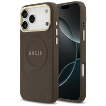 „Guess Peony Hot Stamp MagSafe“ dėklas, skirtas „iPhone 17 Pro Max“ – rudas