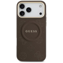 „Guess Peony Hot Stamp MagSafe“ dėklas, skirtas „iPhone 17 Pro Max“ – rudas