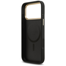 „Guess Peony Hot Stamp MagSafe“ dėklas, skirtas „iPhone 17 Pro Max“ – juodas