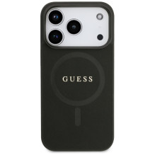 „Guess Saffiano Classic Logo MagSafe“ dėklas, skirtas „iPhone 17 Pro“ – juodas