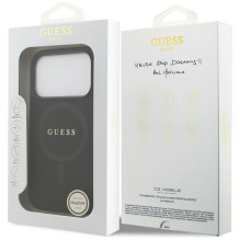 „Guess Saffiano Classic Logo MagSafe“ dėklas, skirtas „iPhone 17 Pro“ – juodas