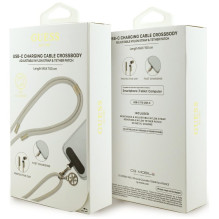 „Guess CBDY 4G Charm“ USB-C / USB-C laidas 150 cm – smėlio spalvos