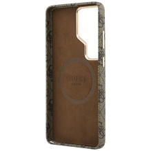 Etui Guess 4G Script MagSafe na Samsung Galaxy S26 Ultra - brązowe