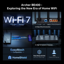 TP-LINK BE6500 dviejų dažnių „Wi-Fi 7“ maršrutizatorius