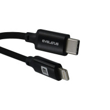 „Evelatus AutoSpring“ spiralinis USB A–Lightning kabelis, 1,2 m, juodas