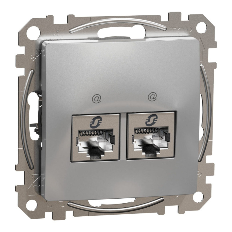 Kompiuterinis lizdas 2xRJ45 STP Schneider Sedna SDD113462S (aliuminis)