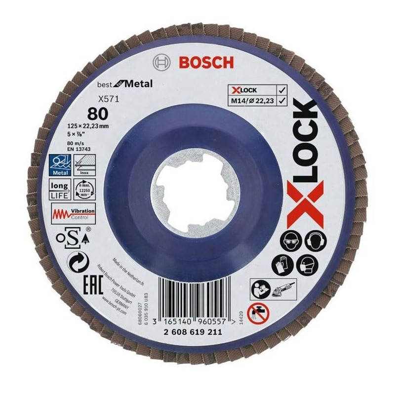 FLAP DISC 125MM 80 BOSCH X-LOCK