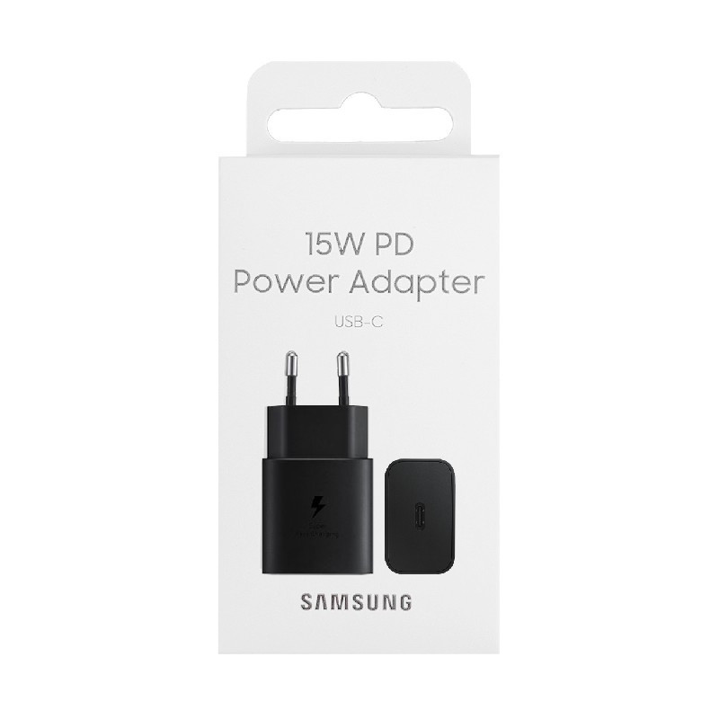 Įkroviklis originalus Samsung Fast Charging (Type-C) (EP-T1510NBEGEU) (15W) juodas su įpakavimu