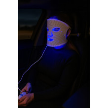 Lunni 7 spalvų LED ir artimojo infraraudonojo spinduliavimo silikoninė LED veido kaukė, balta