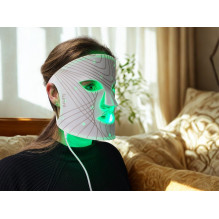 Lunni 7 spalvų LED ir artimojo infraraudonojo spinduliavimo silikoninė LED veido kaukė, balta