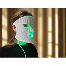 Lunni 7 spalvų LED ir artimojo infraraudonojo spinduliavimo silikoninė LED veido kaukė, balta