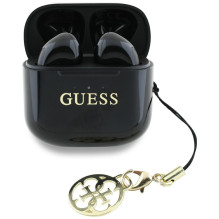 Belaidės ausinės TWS Guess Effect Printed Classic Logo Charm juodos