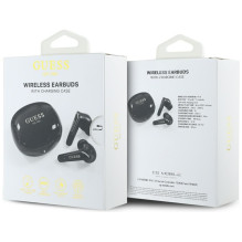 Belaidės ausinės TWS Guess Flat Classic Logo Galvanizuotos juodos