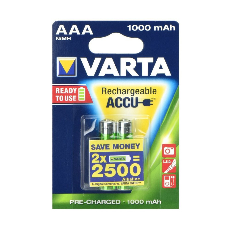 VARTA įkraunamos baterijos R3 (AAA) 1000 mAh, paruoštos naudoti, 2 vnt.