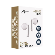 Belaidės ausinės „Art TWS“ + įkrovimo stotelė USB C AP-TW-B4W, baltos
