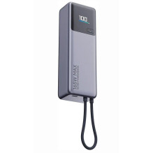 „Xiaomi“ 10000 mAh QC PD 165W išorinė baterija su įmontuotu USB-C laidu, pilka, su LED ekranu