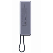„Xiaomi“ 10000 mAh QC PD 165W išorinė baterija su įmontuotu USB-C laidu, pilka, su LED ekranu